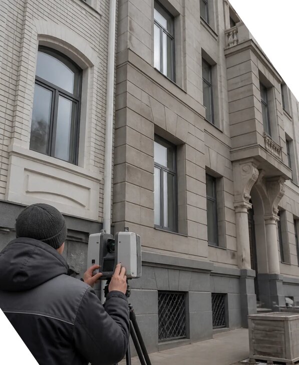 Лазерное сканирование фасадов зданий для обследования в Донецке